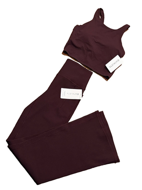 Athleta YogaSet, Ribbed Salutation Stash Flare Leggings + Tank | Size Medium Tal
